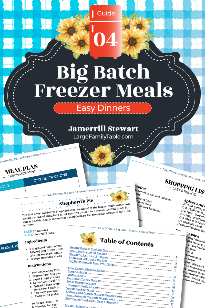Big Batch Freezer Meals Guide Four | Easy Dinners {44 pages ...