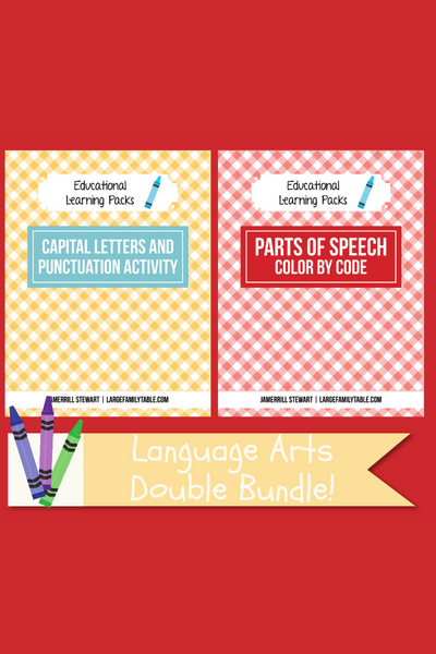 Language Arts Double Bundle: Capital Letters & Punctuation PLUS Parts of Speech Table Packs {24 pages}