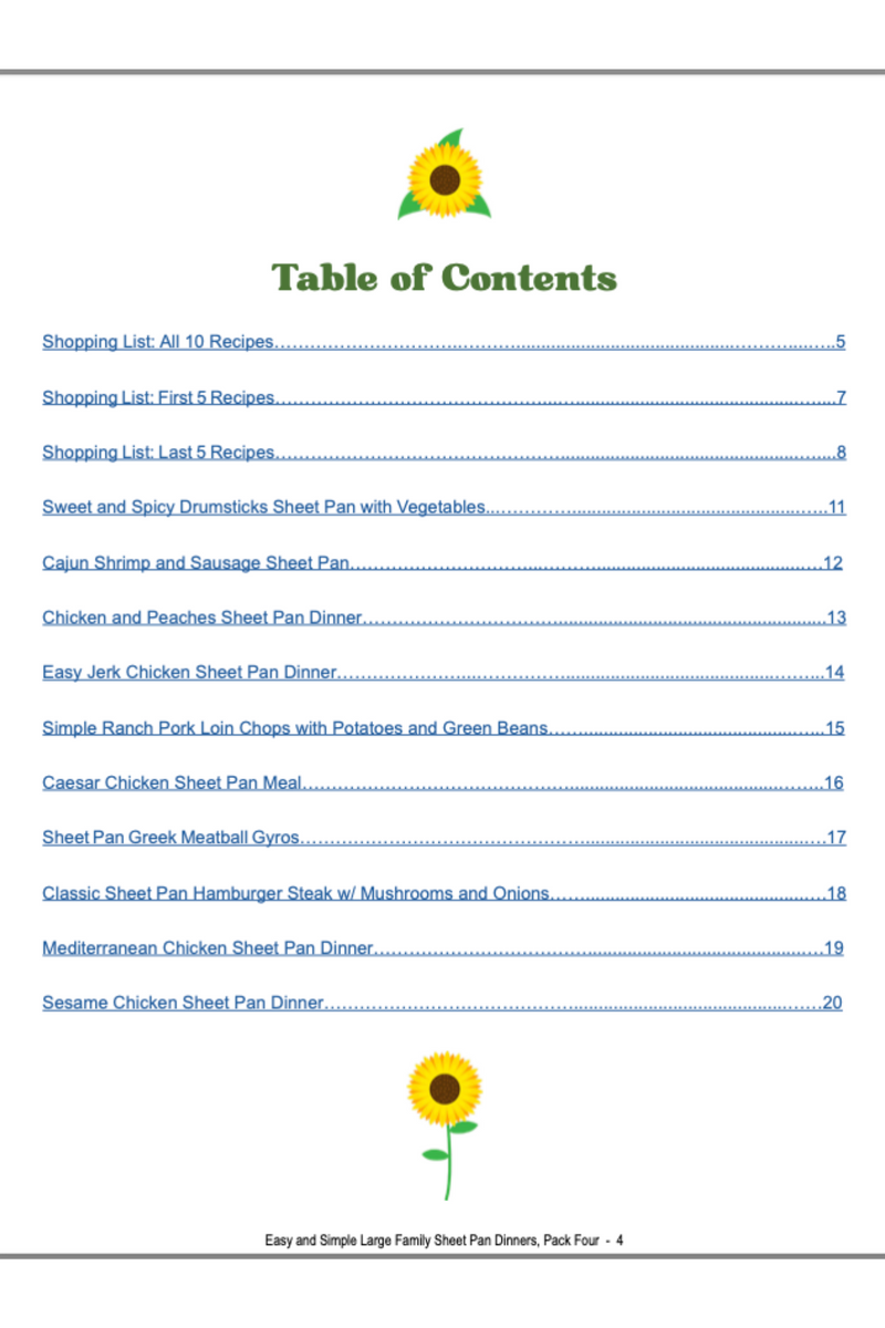 Example Of Table Of Contents For Kids