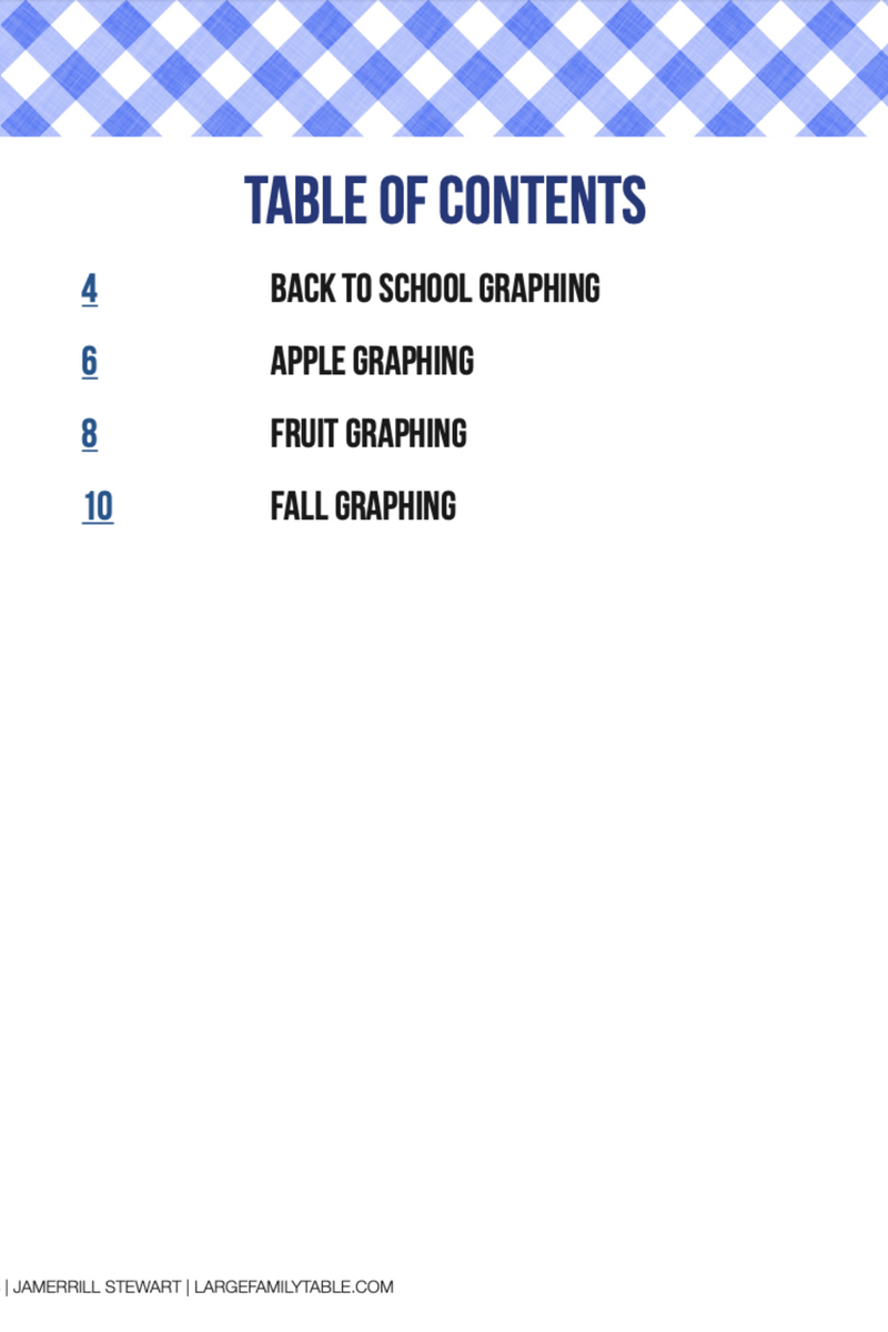 Printable Fall Table Graph Fall Graphing Table Pack {11 pages} – Jamerrill Stewart, Large Family ...