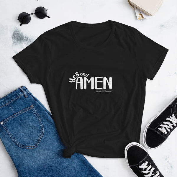 "Yes & Amen" White Letters/Color Fitted Tee